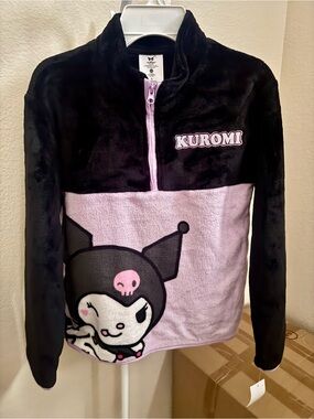 Sanrio Kuromi Black and Light Purple Fleece Pullover Hoodie